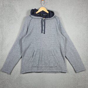 Vince Sweater Mens Size Large Gray Navy Hoodie Terry Cloth Lined Ragland Beachy